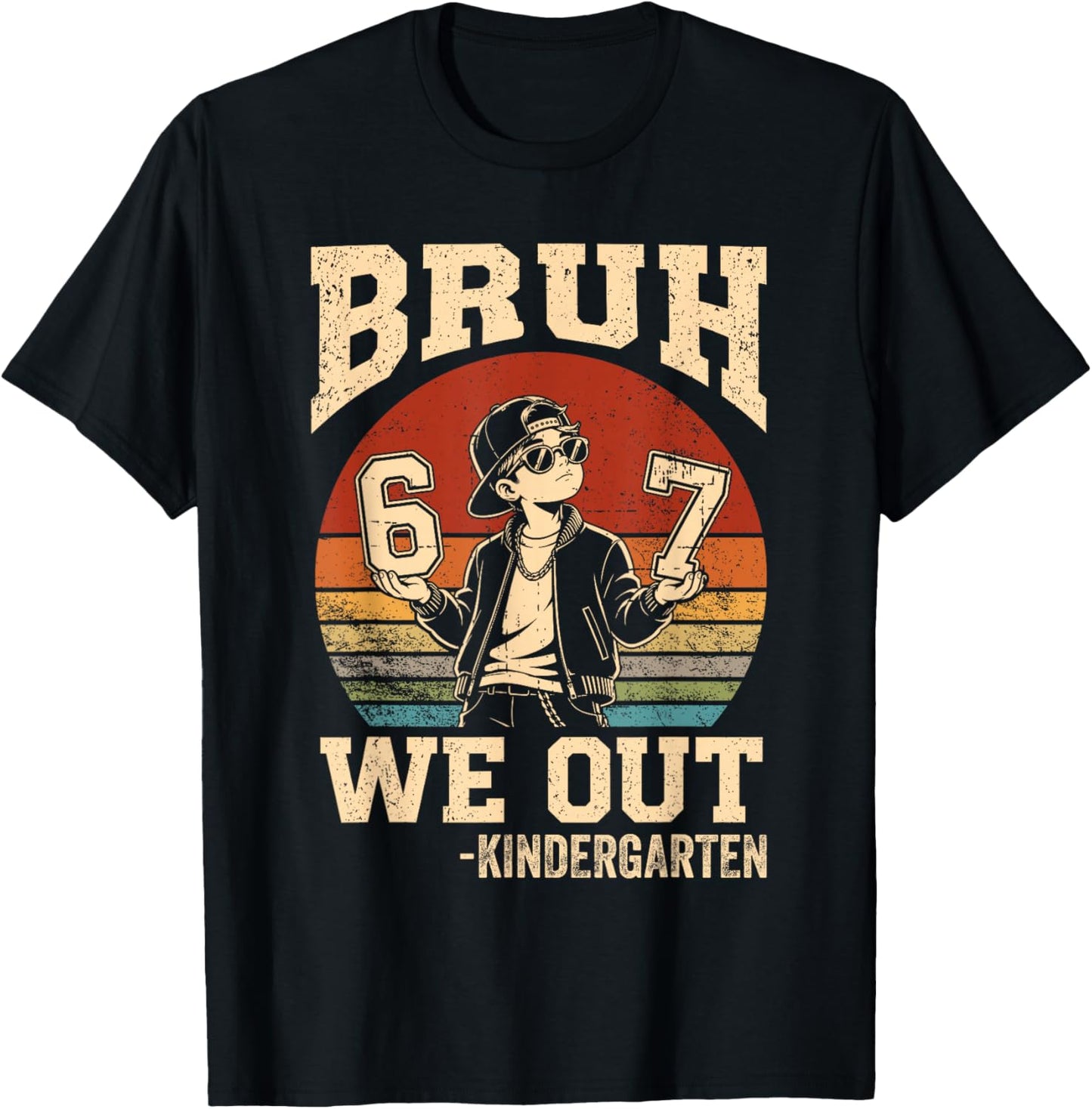 Last Day of School Bruh We Out Kindergarten Graduation 6 7 T-Shirt - T-Shirt | Black