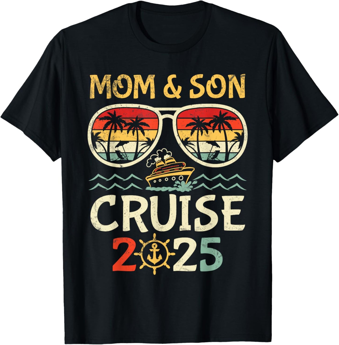 P8Shop New Trip 2025 Mom & Son Tropical Family Vacation - Black, -Adults/Kids, Short Sleeve, , Solid, , Medium, Summer T-Shirt - T-Shirt | Black
