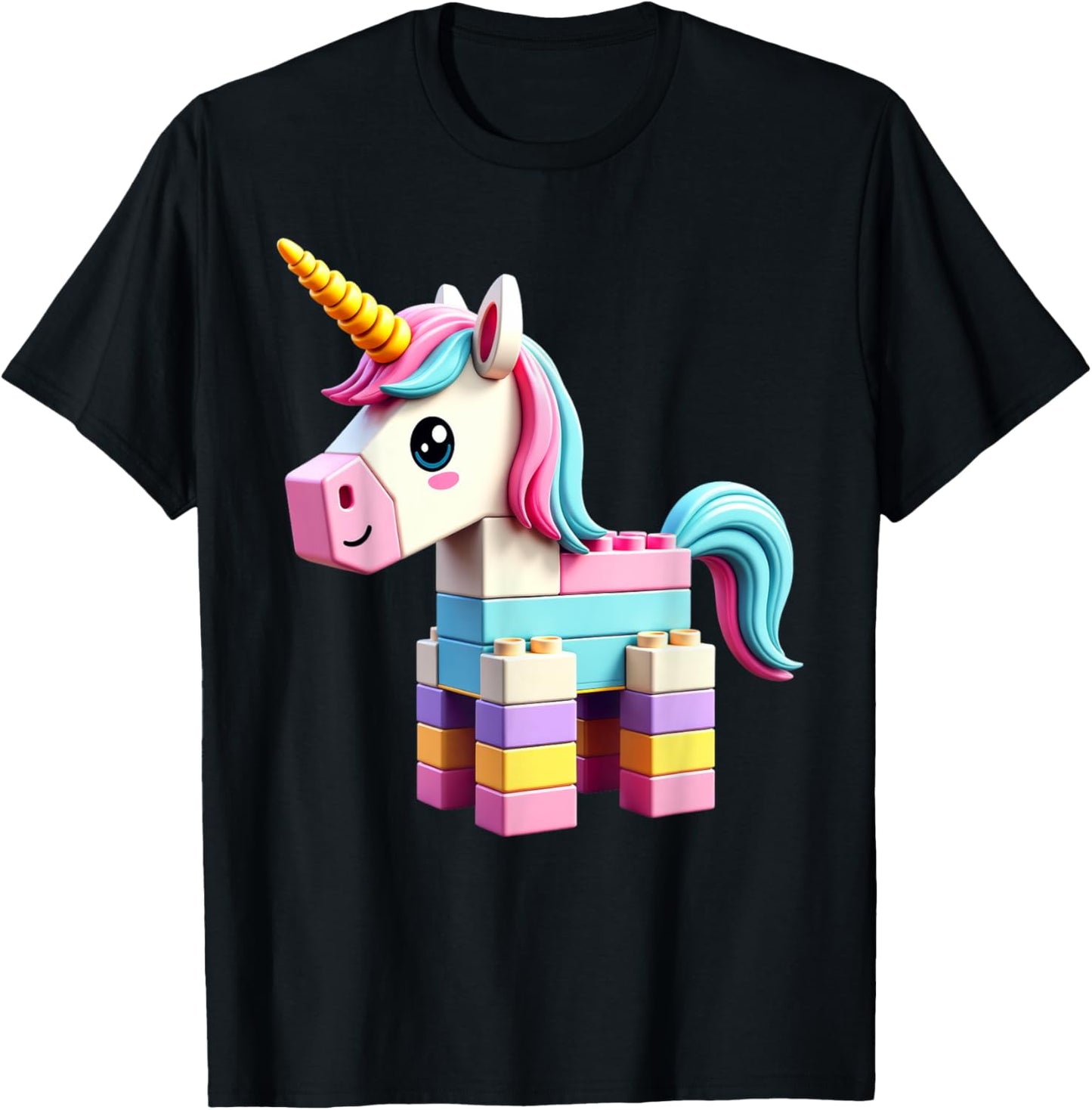 Master Builder Bricks Blocks Play Toys Unicorn T-Shirt - T-Shirt | Black