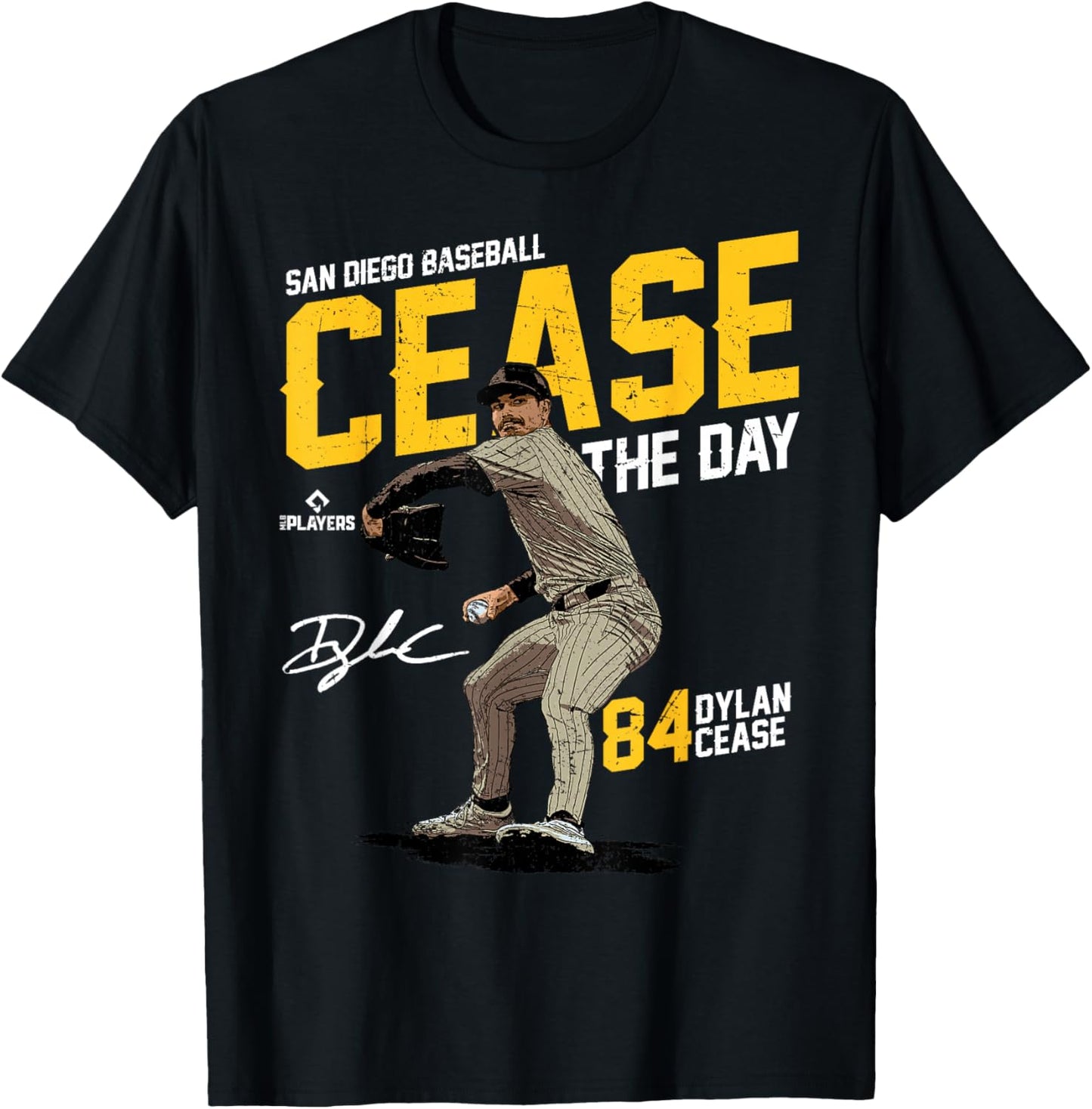 Cease the Day Dylan Cease San Diego MLBPA T-Shirt - T-Shirt | Black