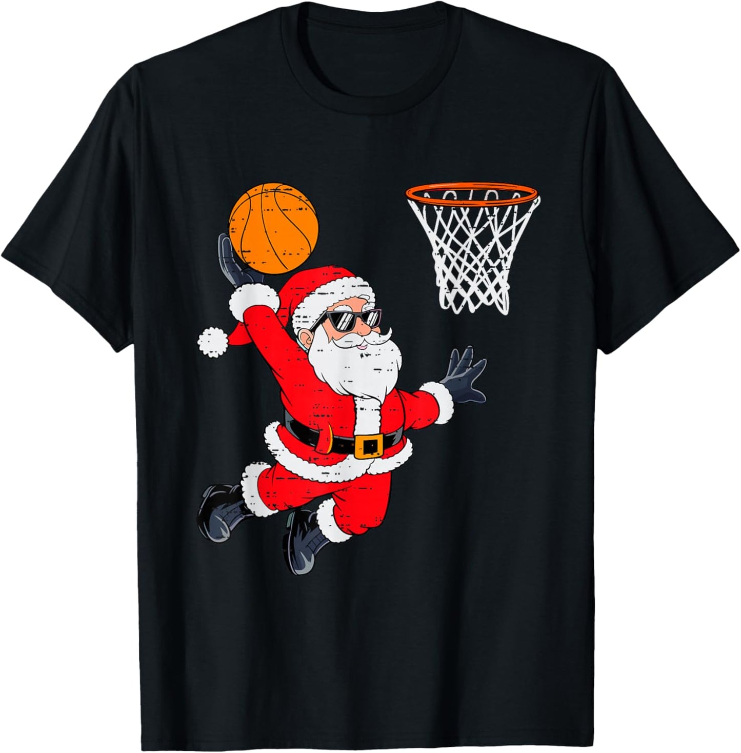 Funny Santa Dunking Basketball Christmas Xmas Boys Kids T-Shirt - T-Shirt | Black
