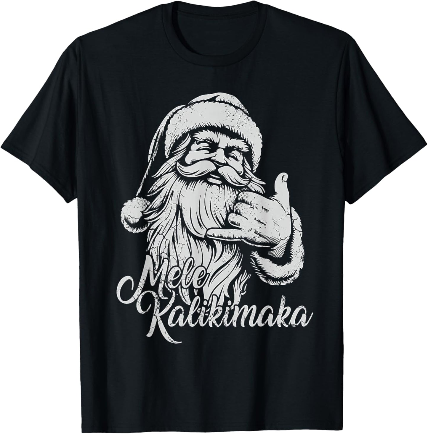 Mele Kalikimaka Santa Claus Hawaiian Christmas Hawaii Spirit T-Shirt - T-Shirt | Black