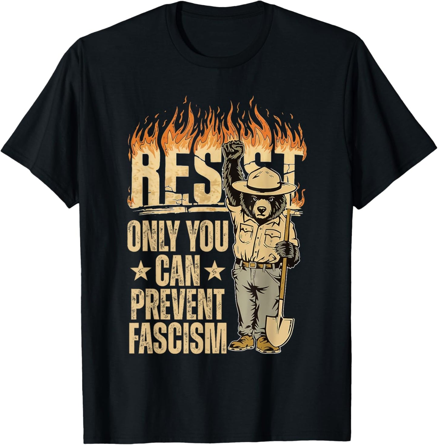 Only You Can Prevent Fascism Bear Resist National Parks T-Shirt - T-Shirt | Black