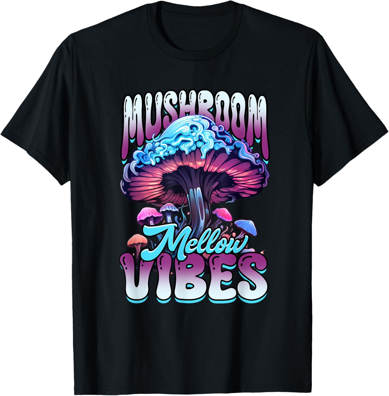 Mushroom Mellow Vibes Fungi T-Shirt - T-Shirt | Black