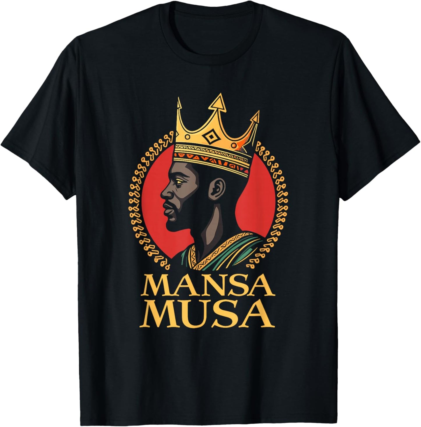 Mansa Musa African King Richest Man in History Mali Empire T-Shirt - T-Shirt | Black