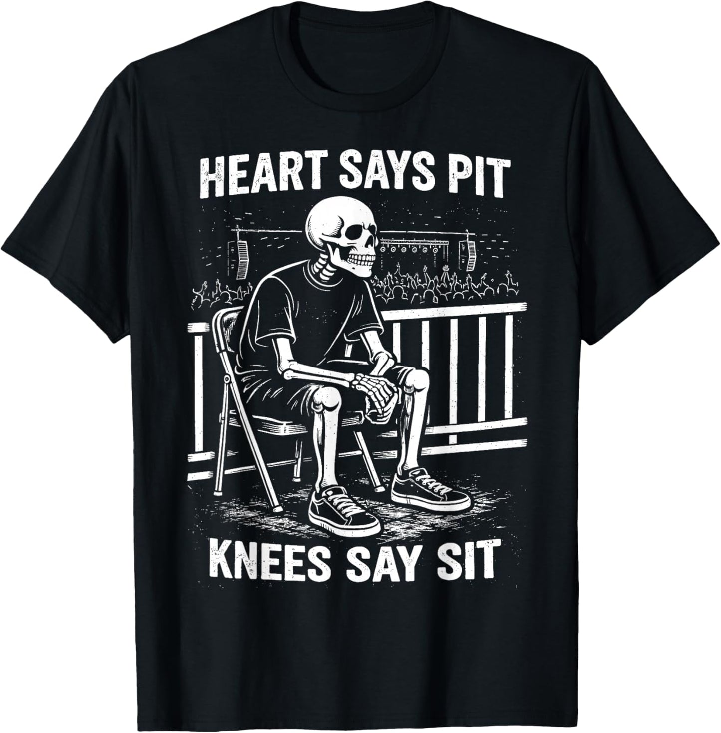 Heart Says Pit Knees Say Sit T-Shirt - T-Shirt | Black