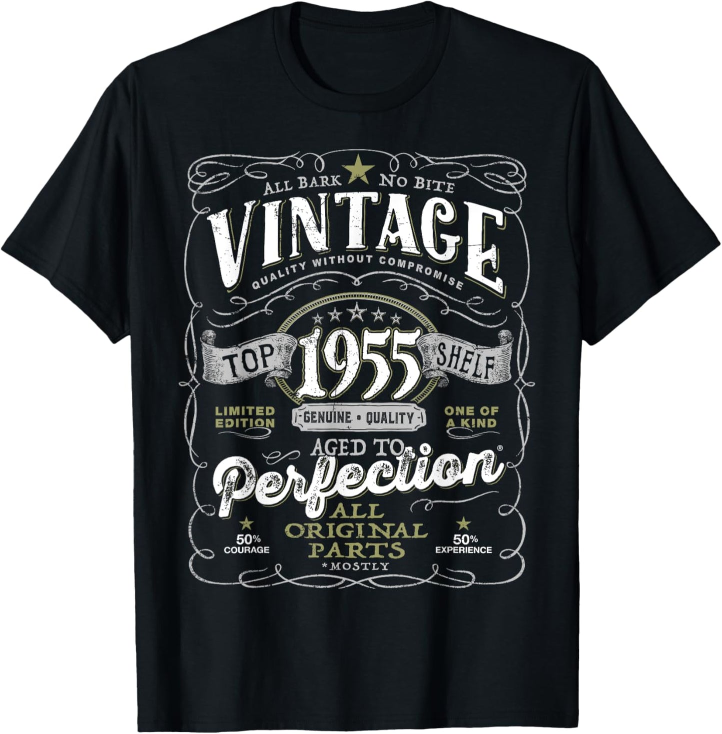 70th Birthday Vintage 1955 Original Parts Mostly T-Shirt - T-Shirt | Black