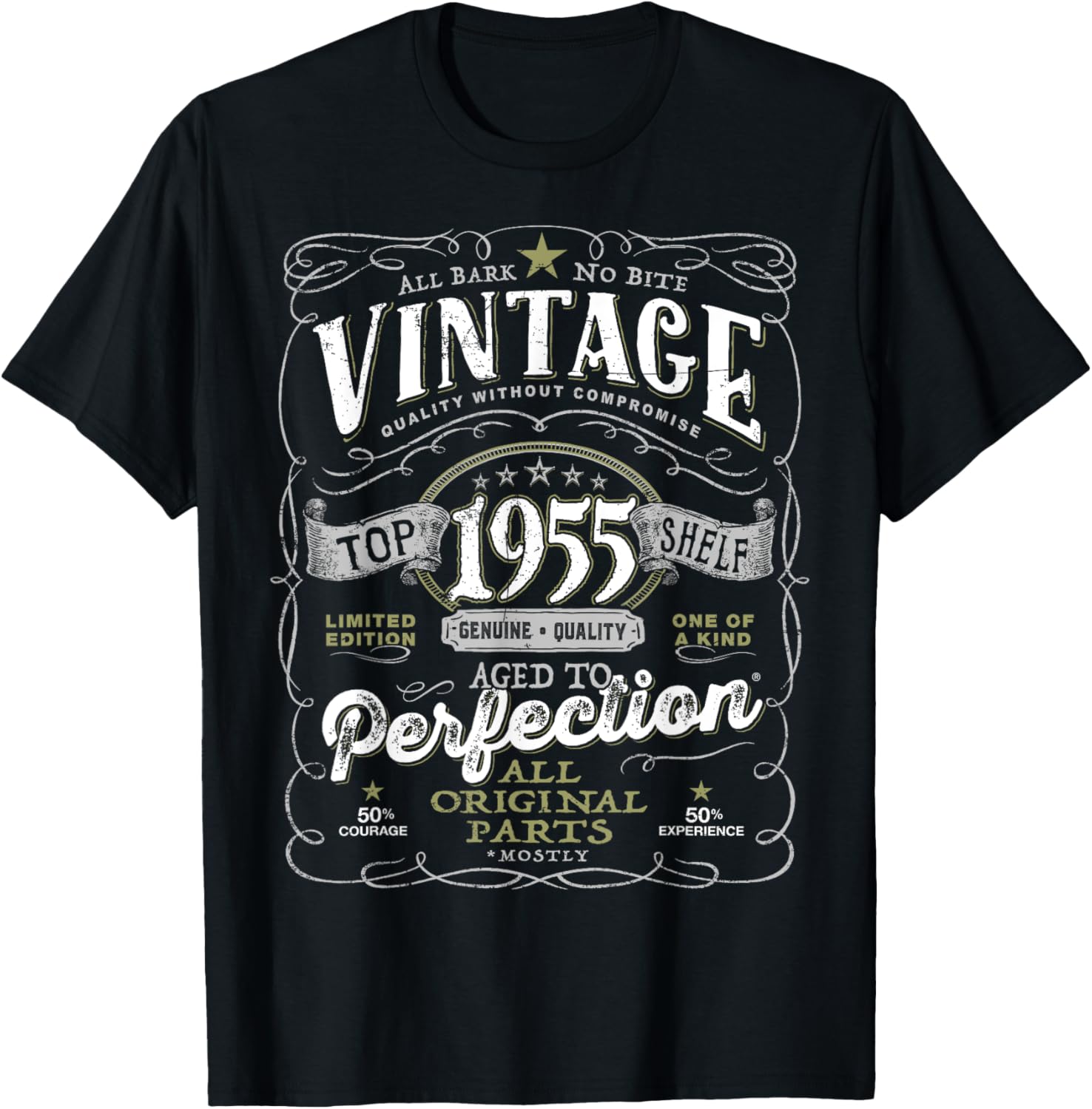70th Birthday Vintage 1955 Original Parts Mostly T-Shirt - T-Shirt | Black