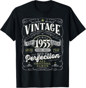 70th Birthday Vintage 1955 Original Parts Mostly T-Shirt - T-Shirt | Black