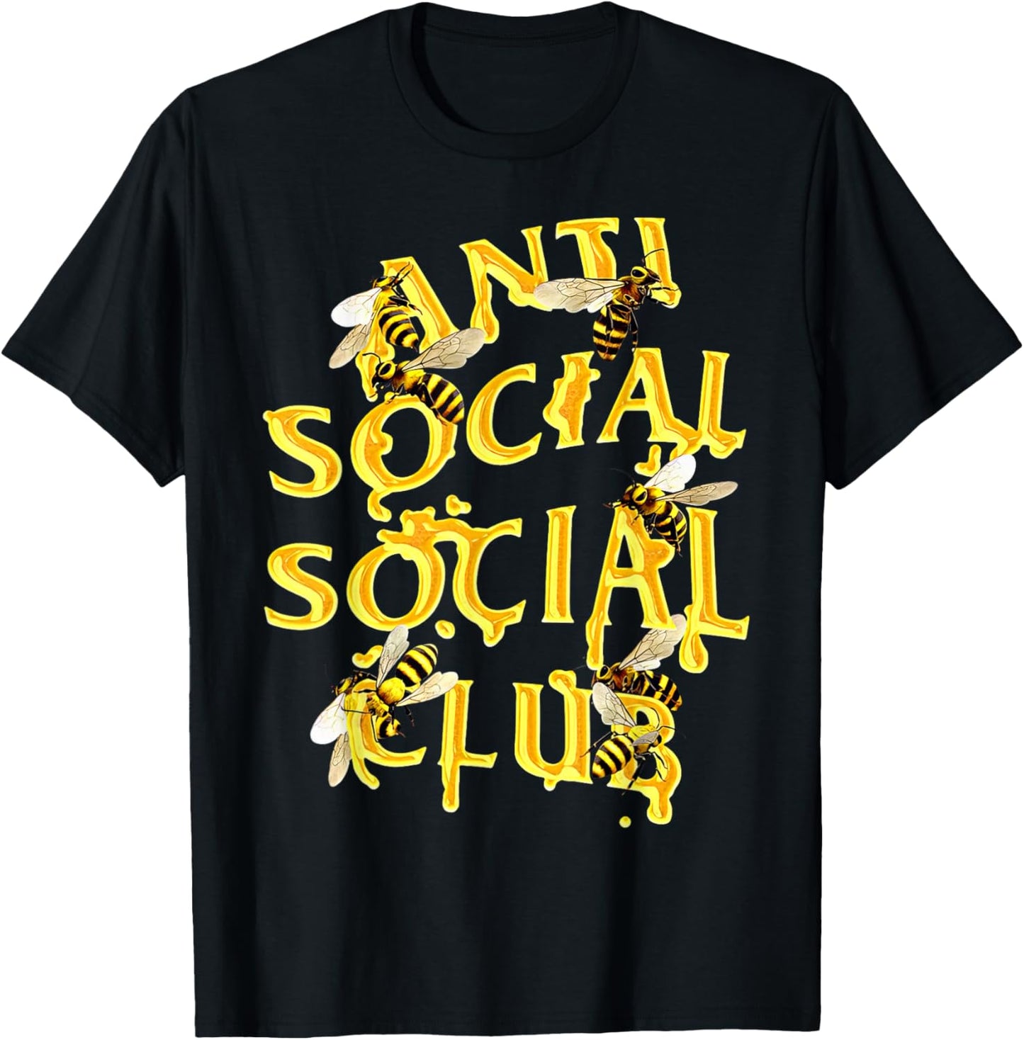 Retro Anti Social Club Bees Funny Introvert Women Men T-Shirt - T-Shirt | Black