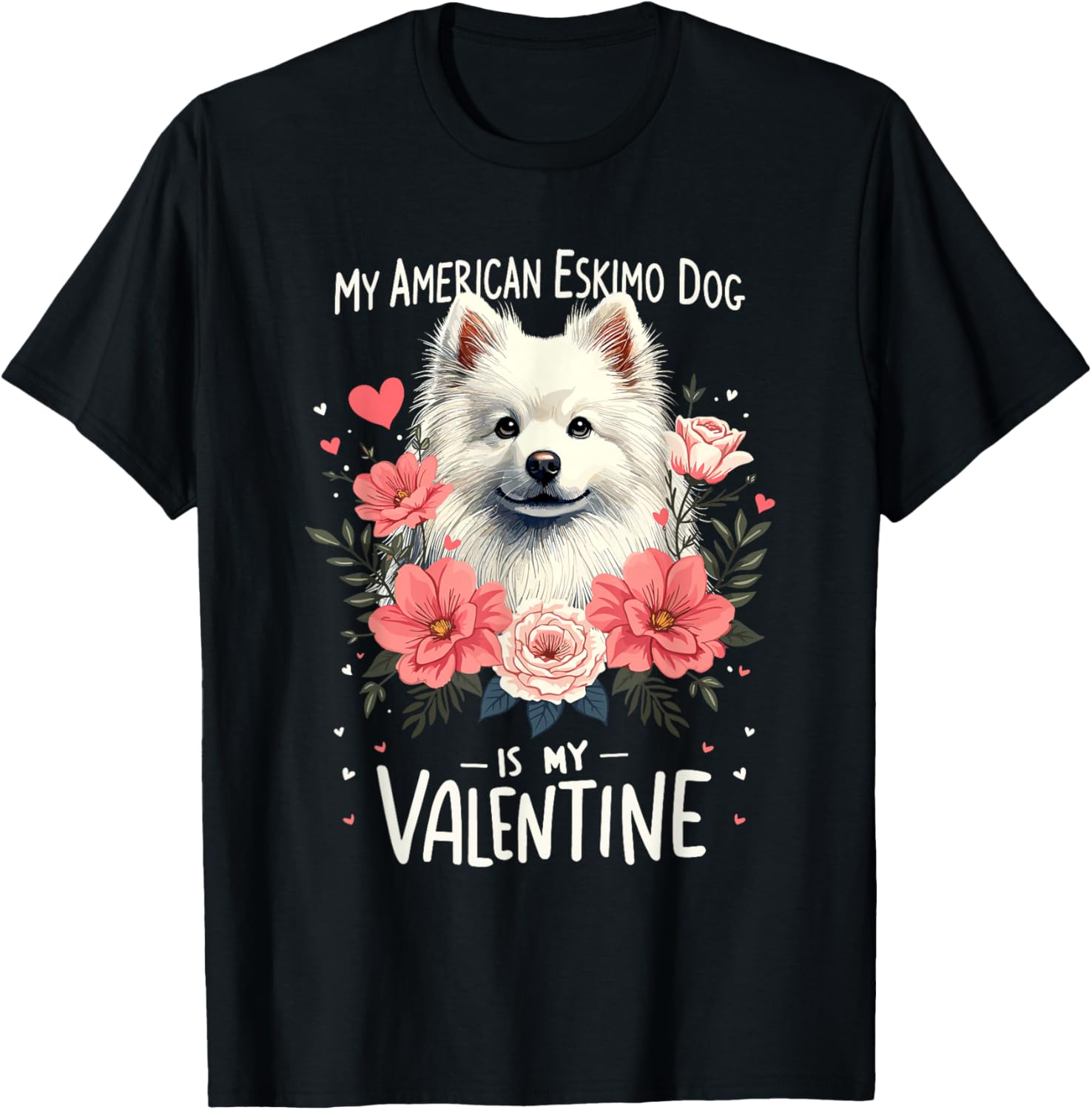 Valentine's Day American Eskimo Dog Valentines T-Shirt - T-Shirt | Black