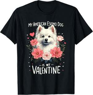 Valentine's Day American Eskimo Dog Valentines T-Shirt - T-Shirt | Black