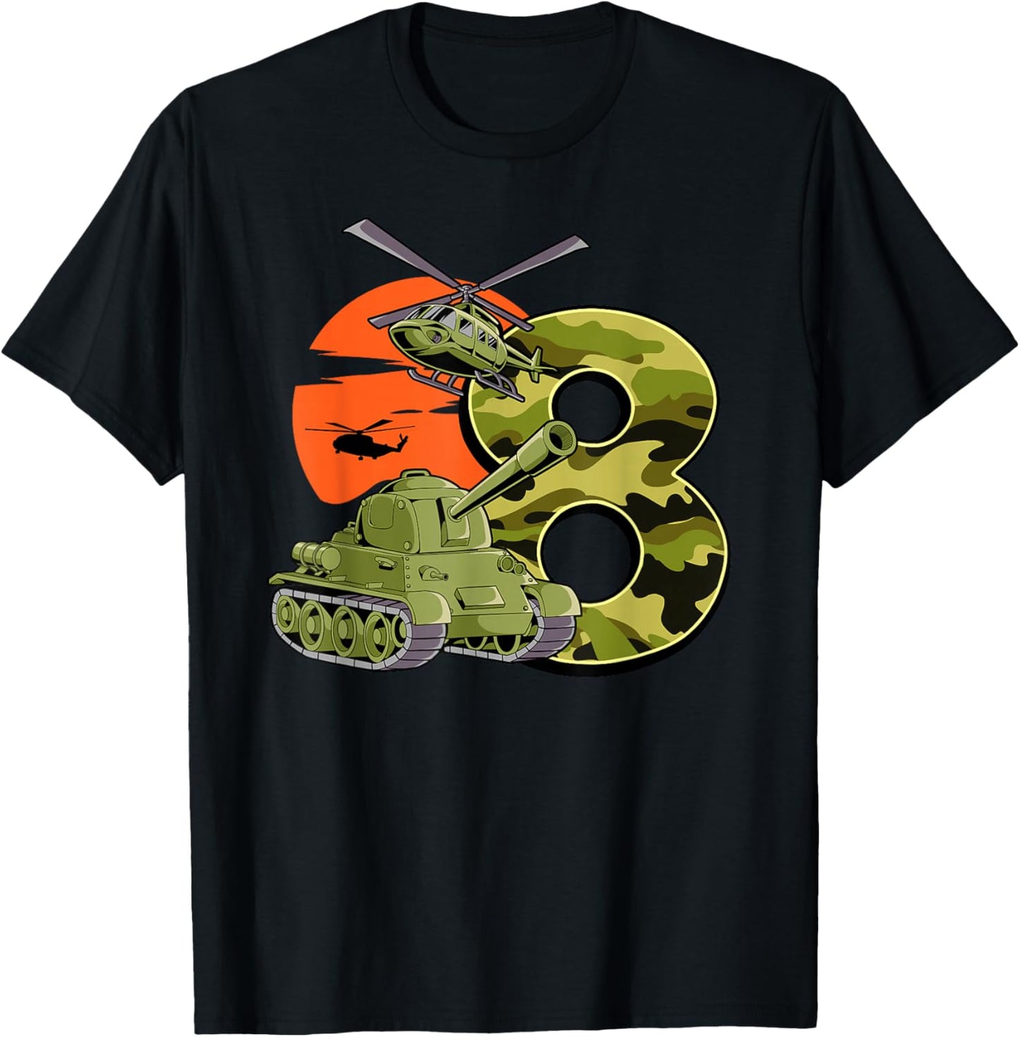 8th Birthday Army T-Shirt - T-Shirt | Black