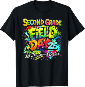 Field Day 2026 Second Grade Let The Games Begin Kids Teacher T-Shirt - T-Shirt | Black