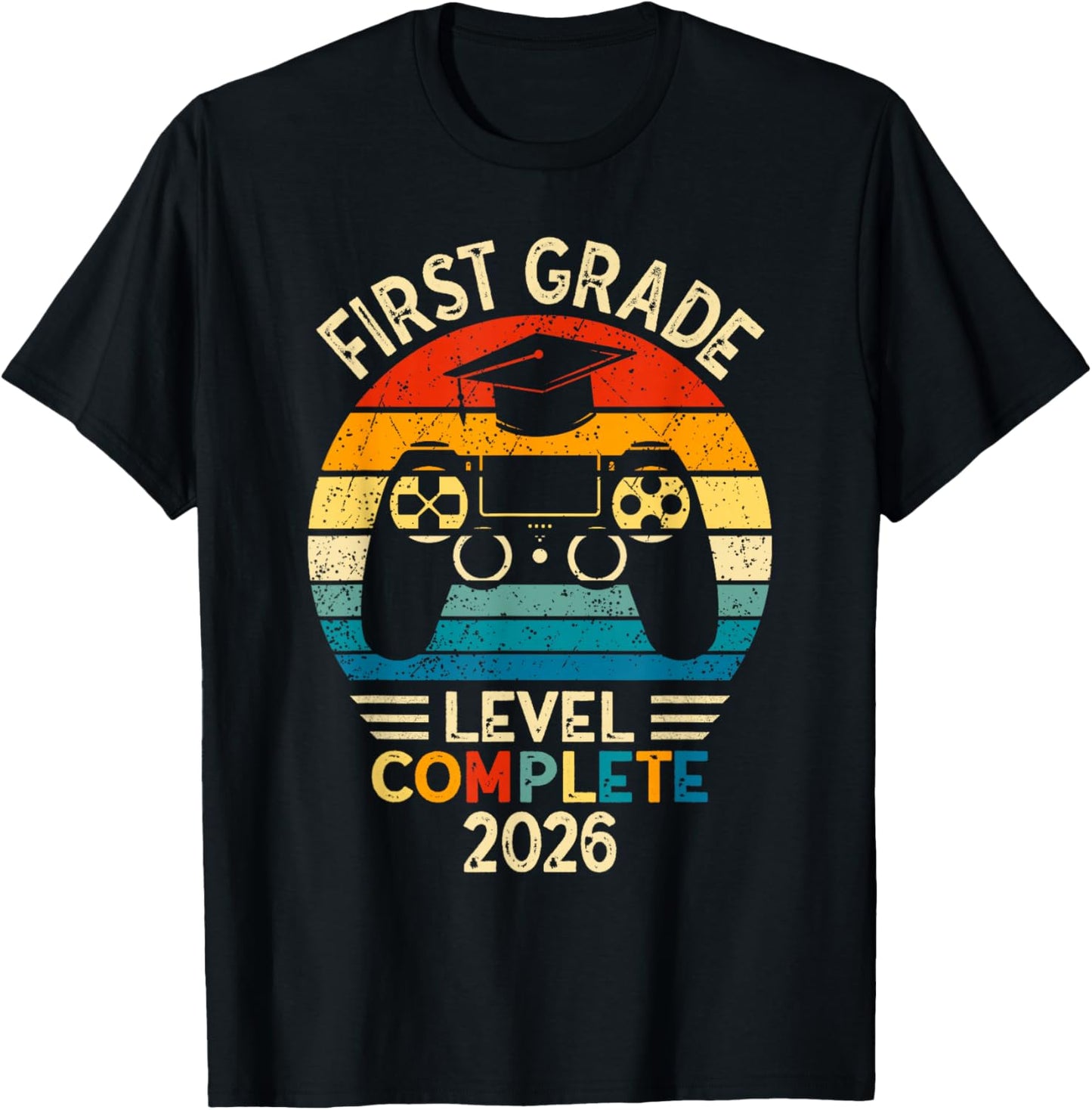 First Grade Graduation 2026 Level Complete Gamer T-Shirt - T-Shirt | Black