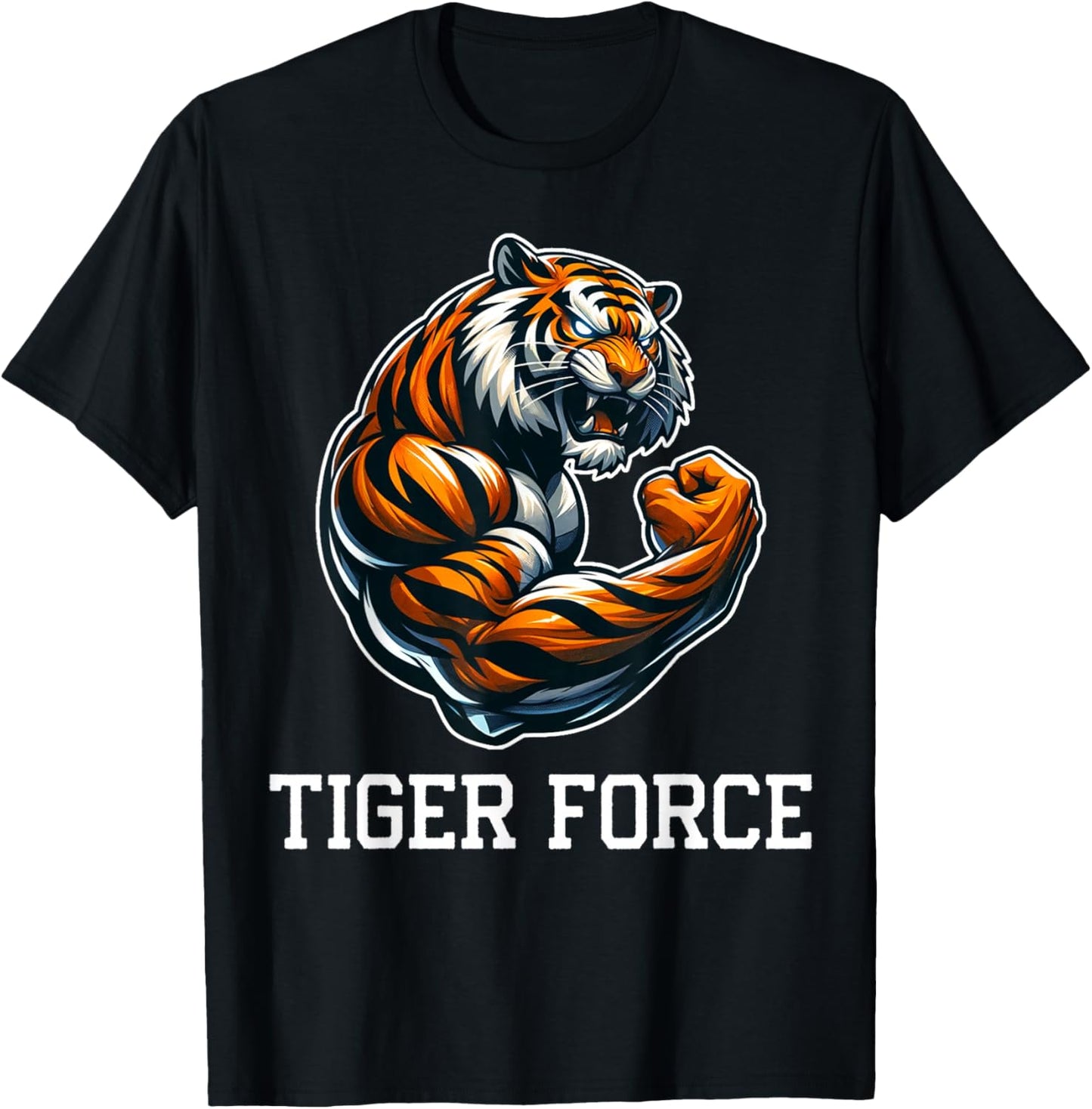 Tiger Force Wild Animal Lover Wildlife Nature Graphic T-Shirt - T-Shirt | Black