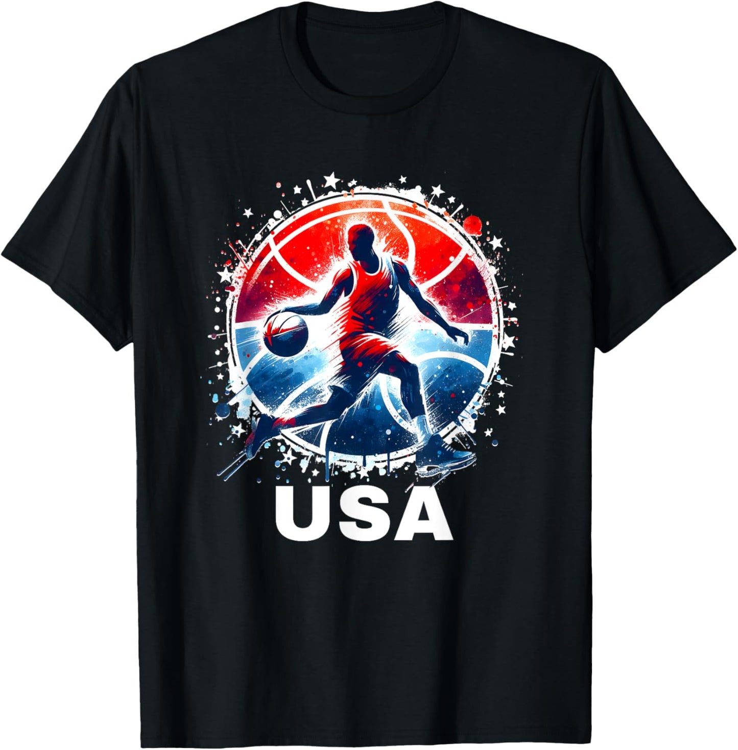USA Team Basketball Shirt for Kids Men Women Basketball T-Shirt - T-Shirt | Black