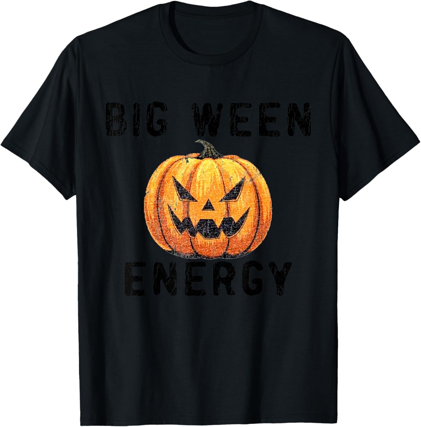 Big Ween Energy Spooky Pumpkin Face Halloween T-Shirt - T-Shirt | Black