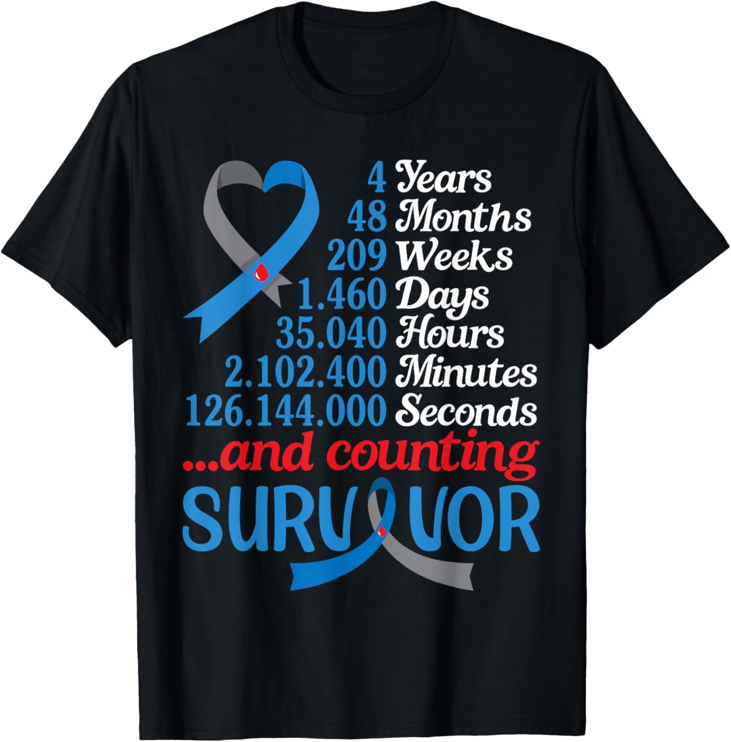 4 Years 48 Months 209 Weeks Diabetes and Counting Survivor T-Shirt - T-Shirt | Black