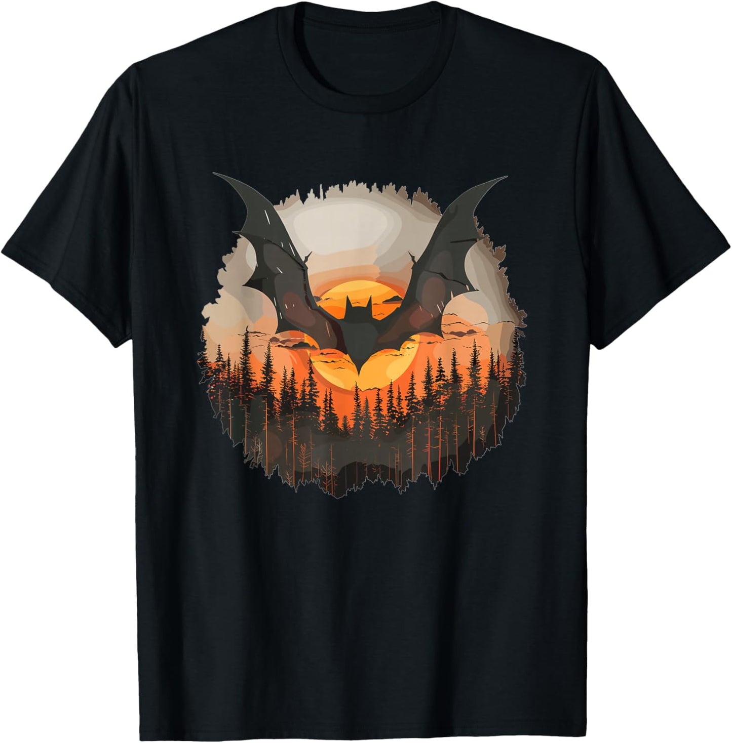 Aesthetic Bat in the Forest I Bat T-Shirt - T-Shirt | Black