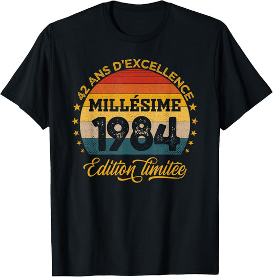 42 Years Anniversary Man Vintage 1984 Made in 1984 T-Shirt - T-Shirt | Black