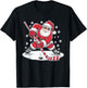 Funny Christmas Santa Playing Ice Hockey Xmas Sport T-Shirt - T-Shirt | Black