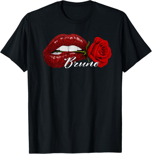 Cute Bruno Lover Red Lips Women Kids T-Shirt - T-Shirt | Black