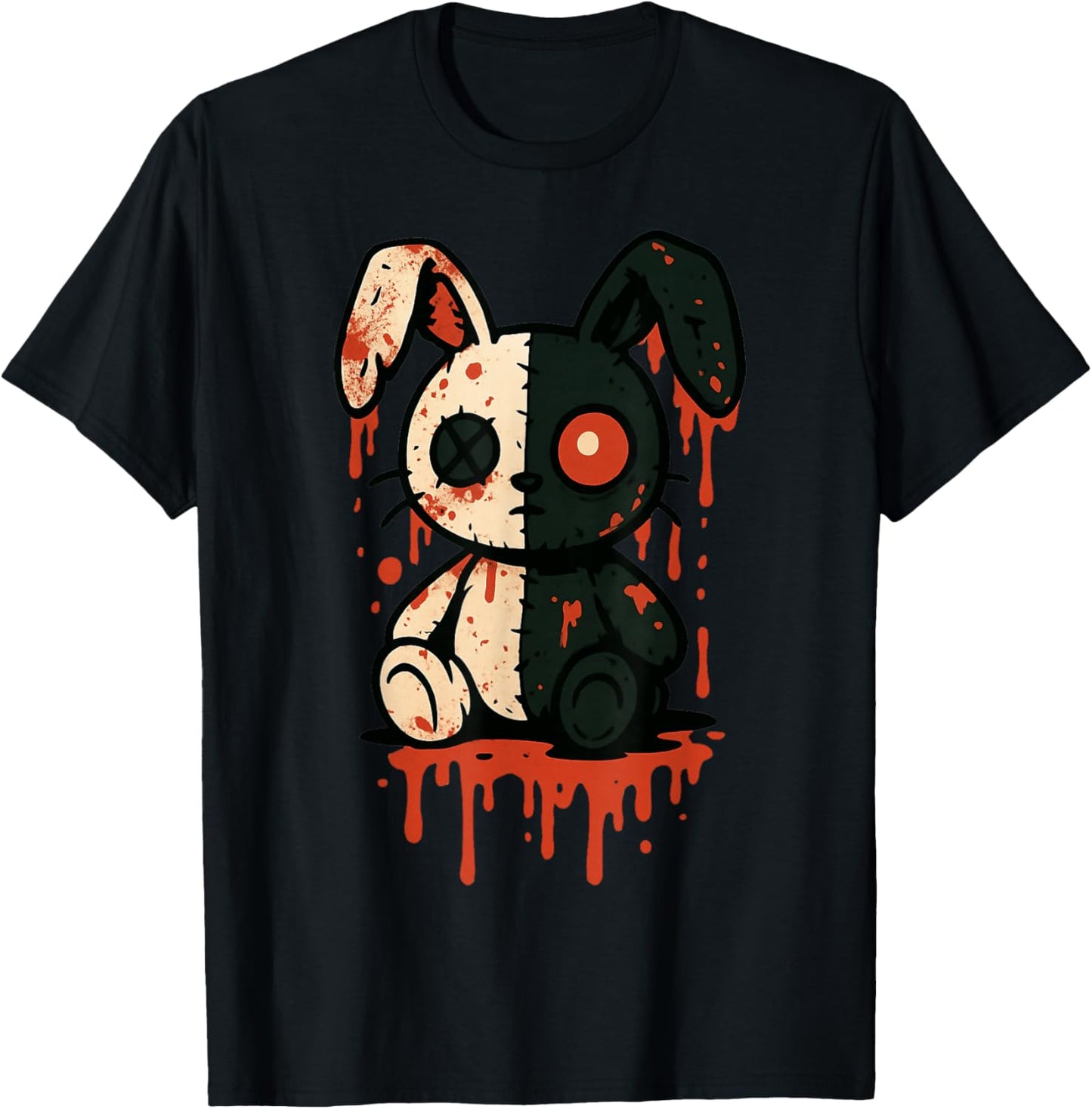 Dark Horror Goth Bunny Creepy Doll Aesthetic Rabbit Scary T-Shirt - T-Shirt | Black