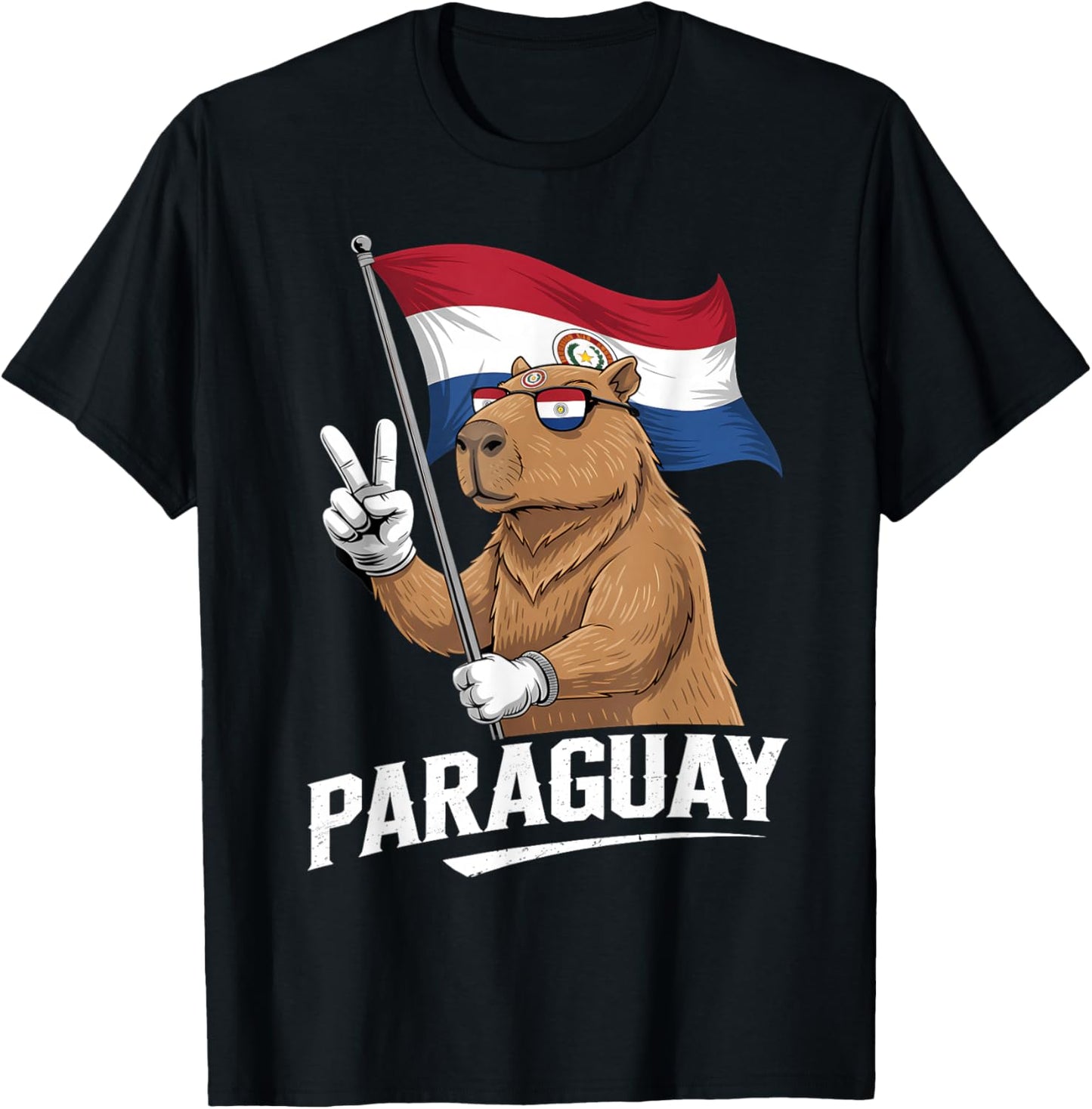 Paraguay Roots Capybara Paraguayan Flag T-Shirt - T-Shirt | Black