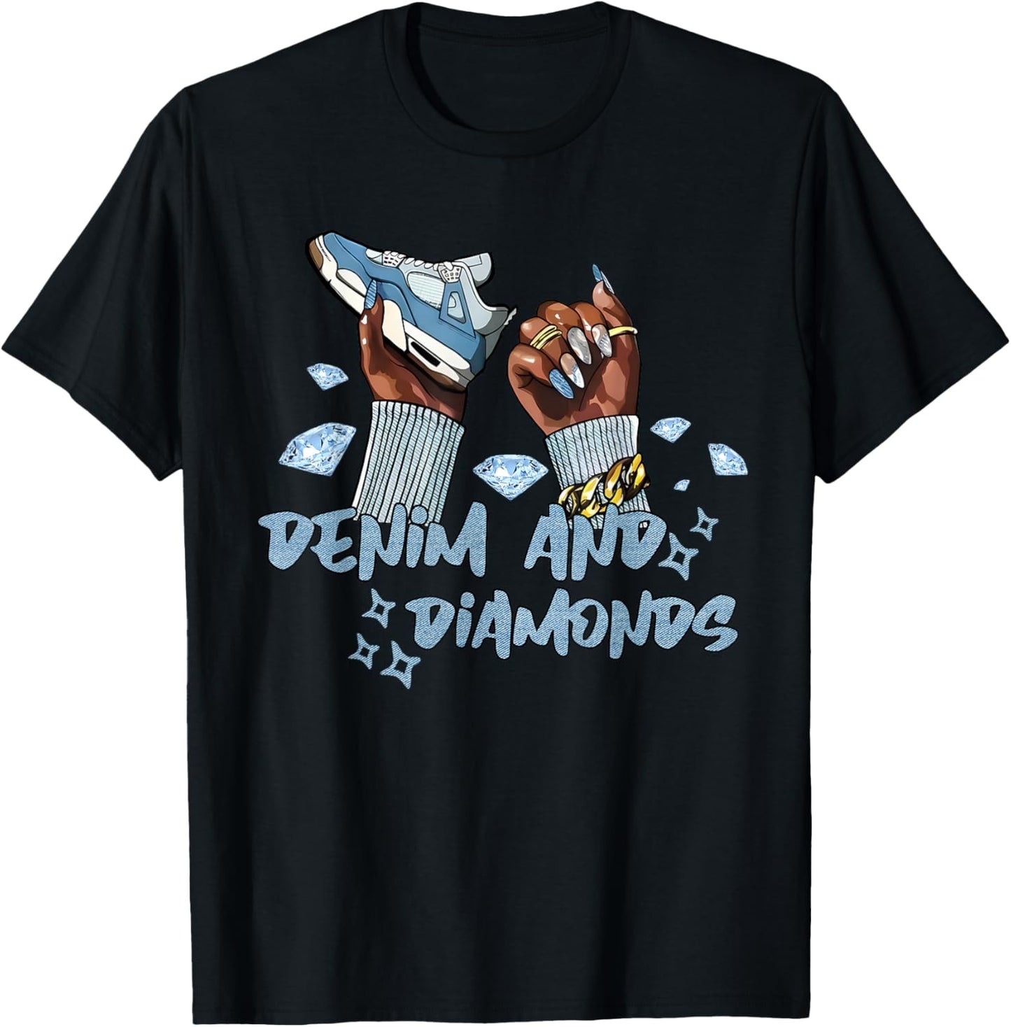 Vintage Denim and Diamonds African American Black Girl Women T-Shirt - T-Shirt | Black