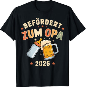 Grandpa 2026 with German Text "Ich werde Opa Schwangeran" T-Shirt - T-Shirt | Black