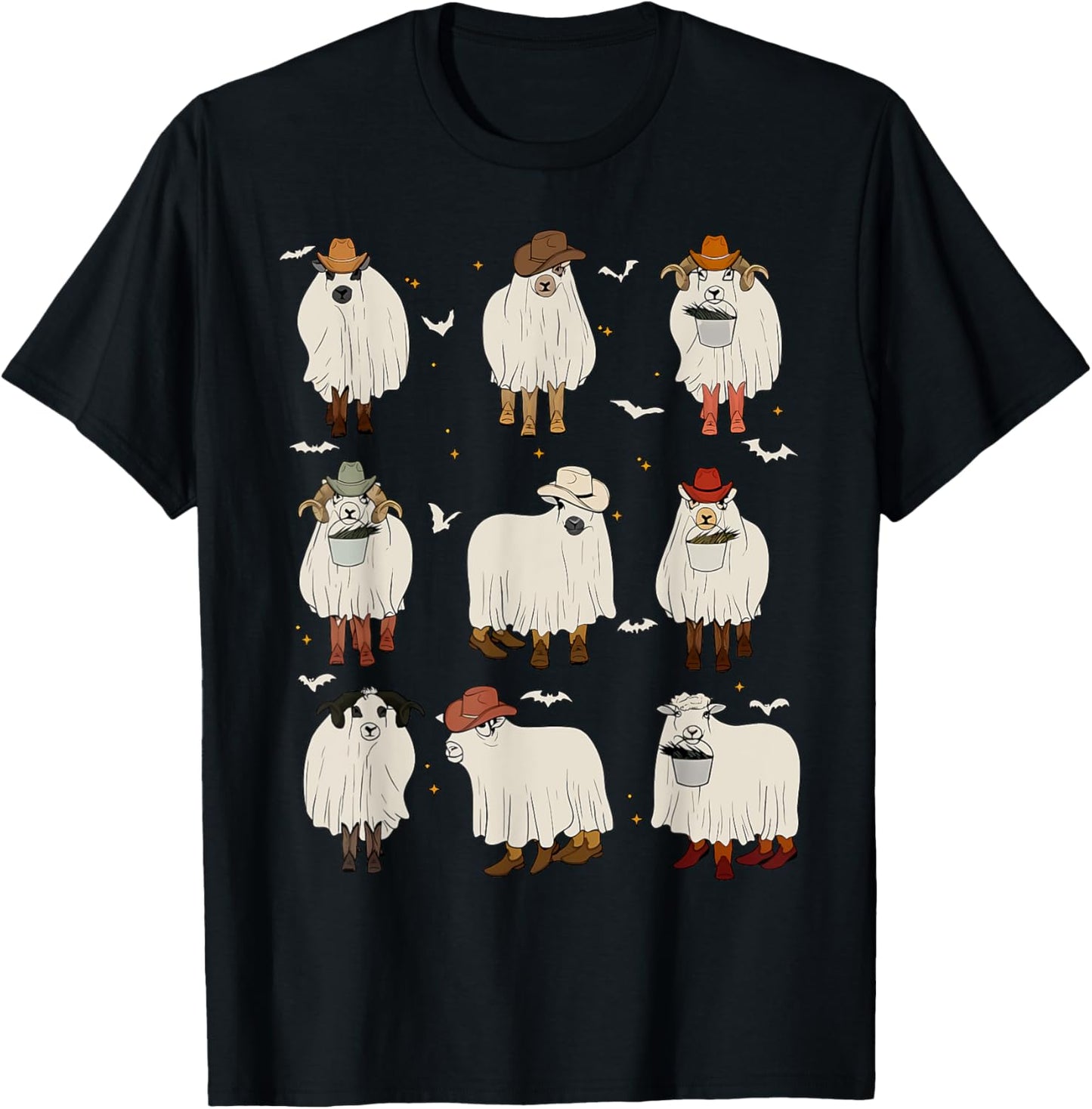 Vintage Sheep Ghost Farm Animals Farmer Halloween Costume T-Shirt - T-Shirt | Black