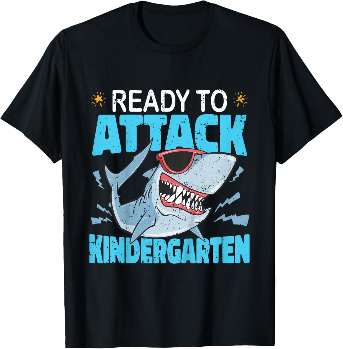 Kids Shark Ready To Attack Kindergarten Kids First Day Of School T-Shirt - T-Shirt | Black