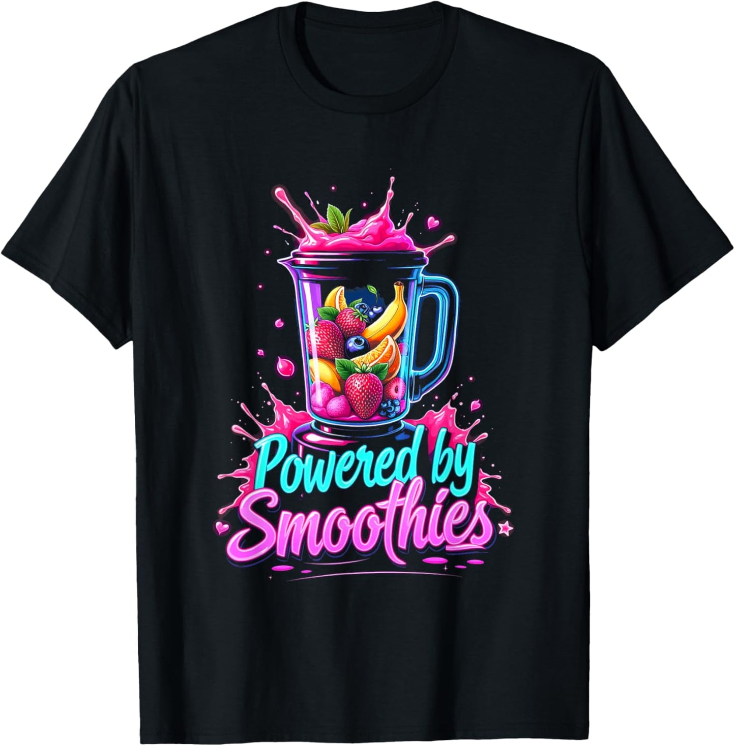 Powered By Smoothies Smoothie Health Drink Vegan Life T-Shirt - T-Shirt | Black