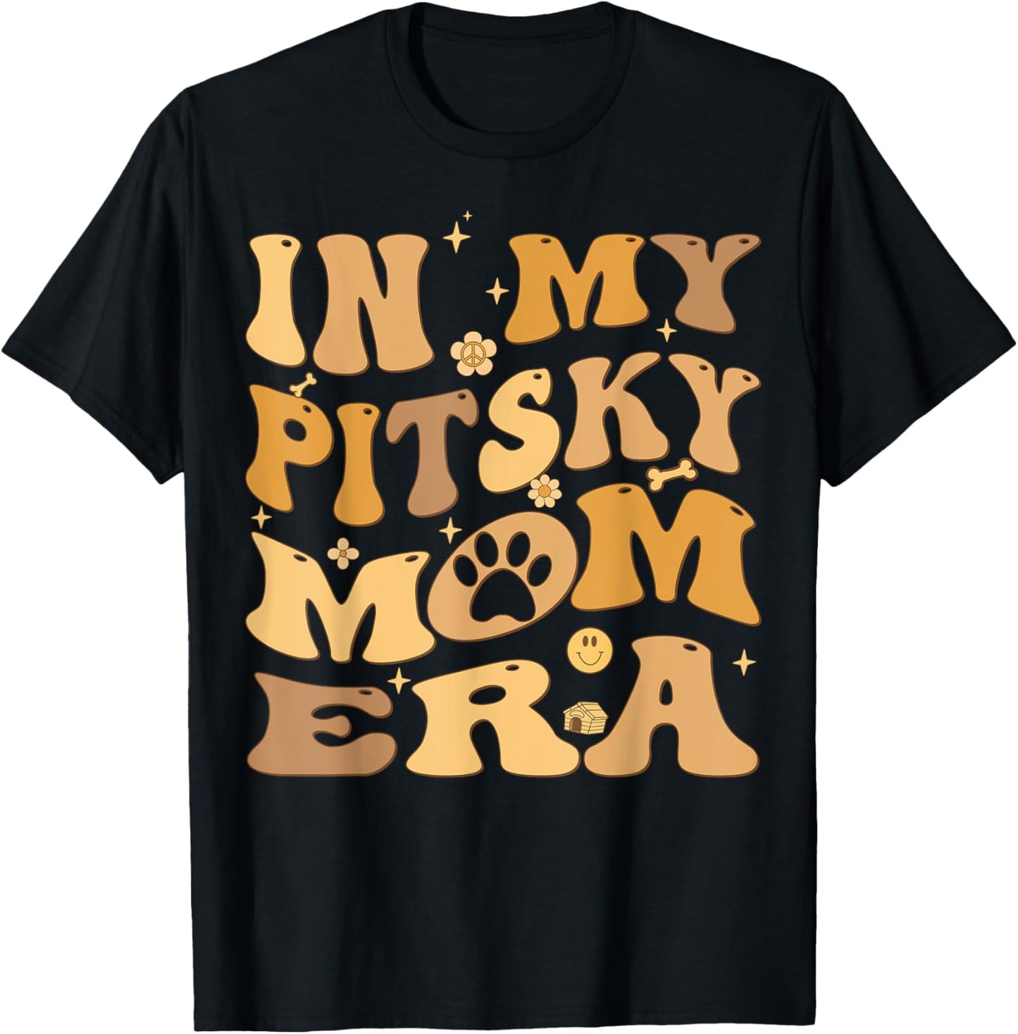 In My Pitsky Mom Era Groovy Pitsky Dog Men Women Kids T-Shirt - T-Shirt | Black