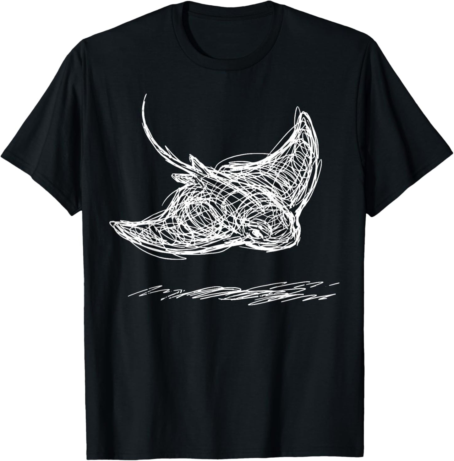 Stingray Line Art Sting Ray Scuba Diver Snorkeler T-Shirt - T-Shirt | Black
