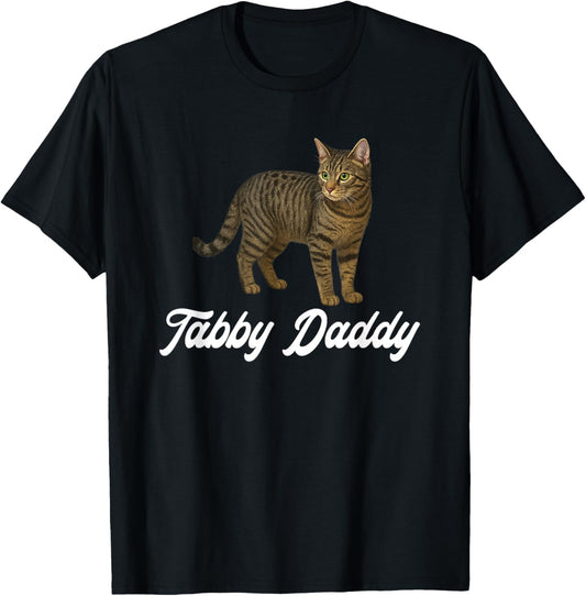 Tabby Daddy Gray Tabby Cat Dad Grey Tabby Cat Owner T-Shirt - T-Shirt | Black