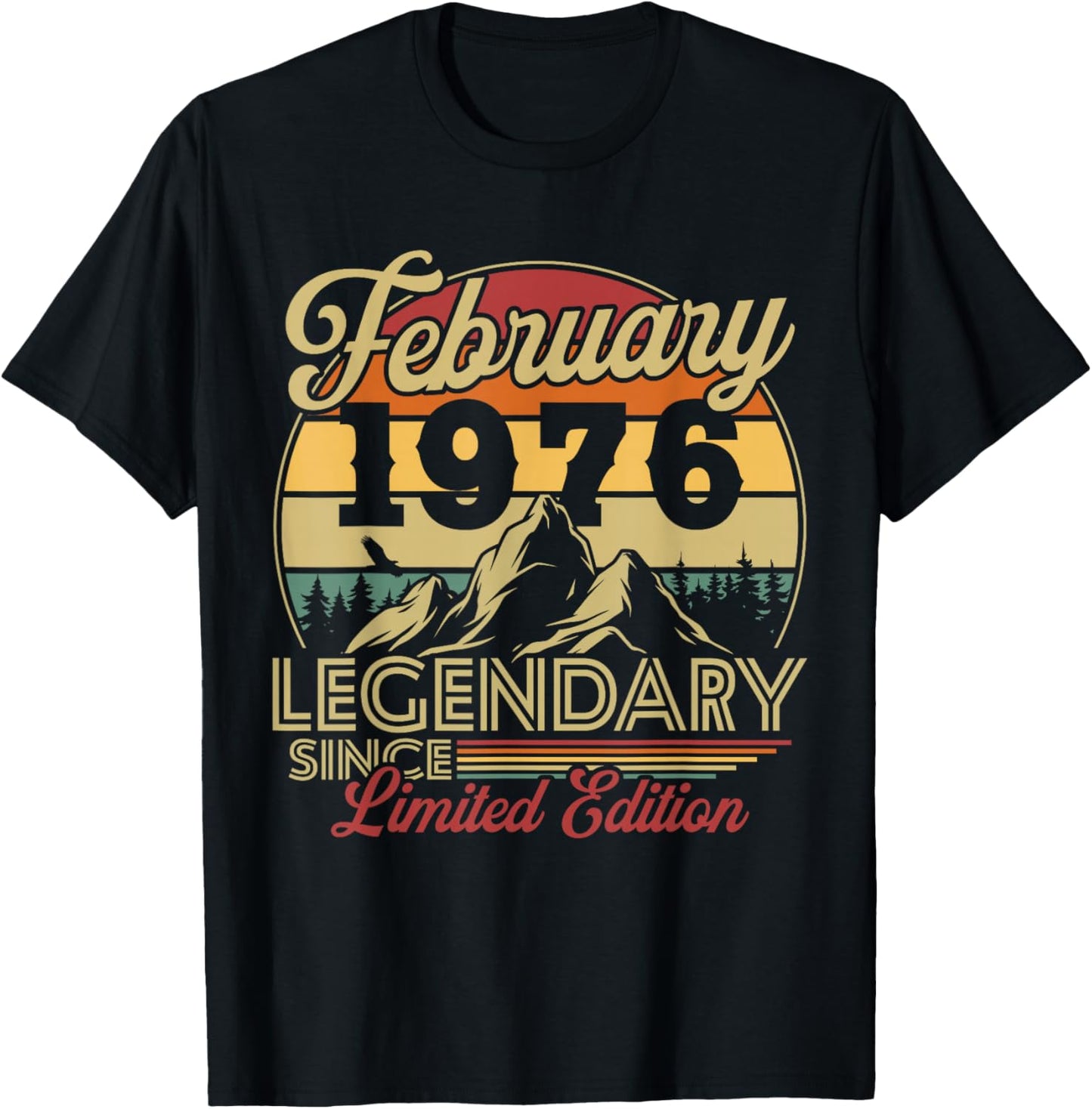 Vintage Cadeau Anniversaire 50 Ans pour Né en Février 1976 T-Shirt - T-Shirt | Black