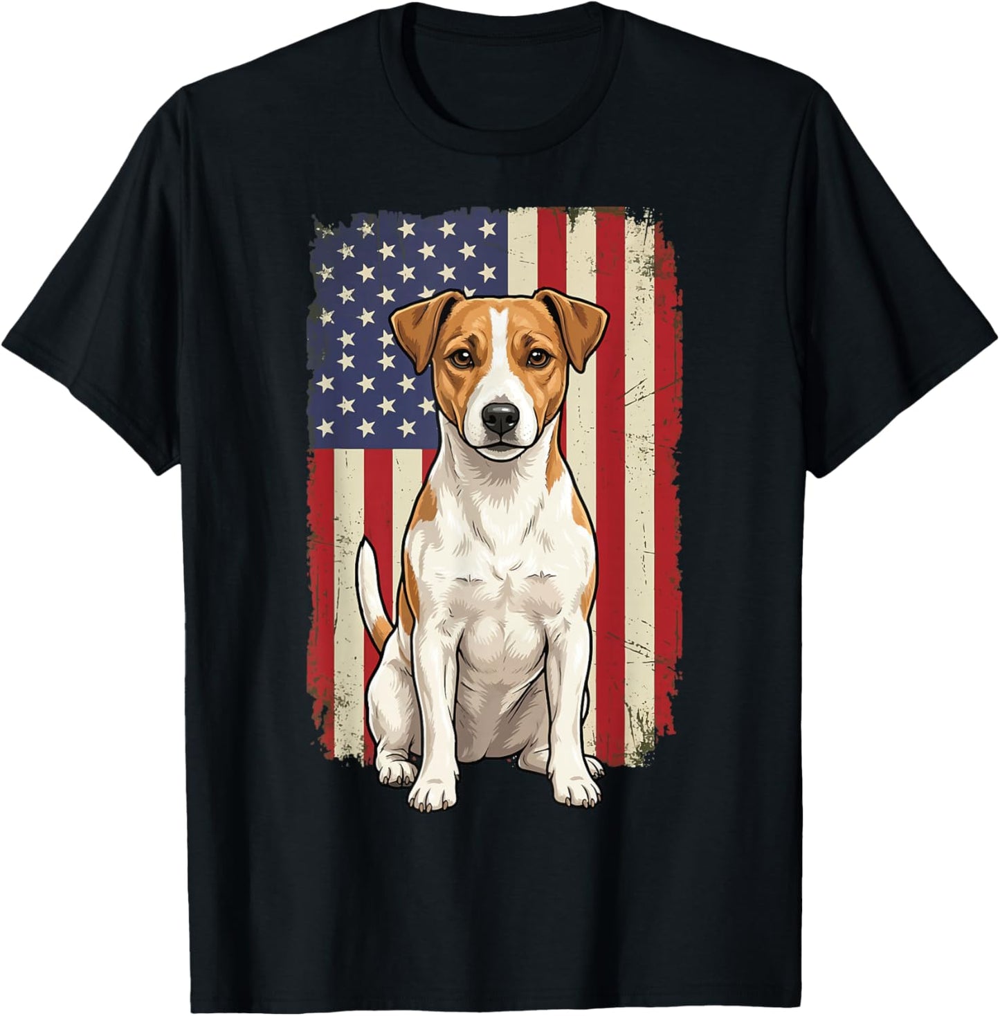 Jack Russell Terrier USA Flag T-Shirt - T-Shirt | Black