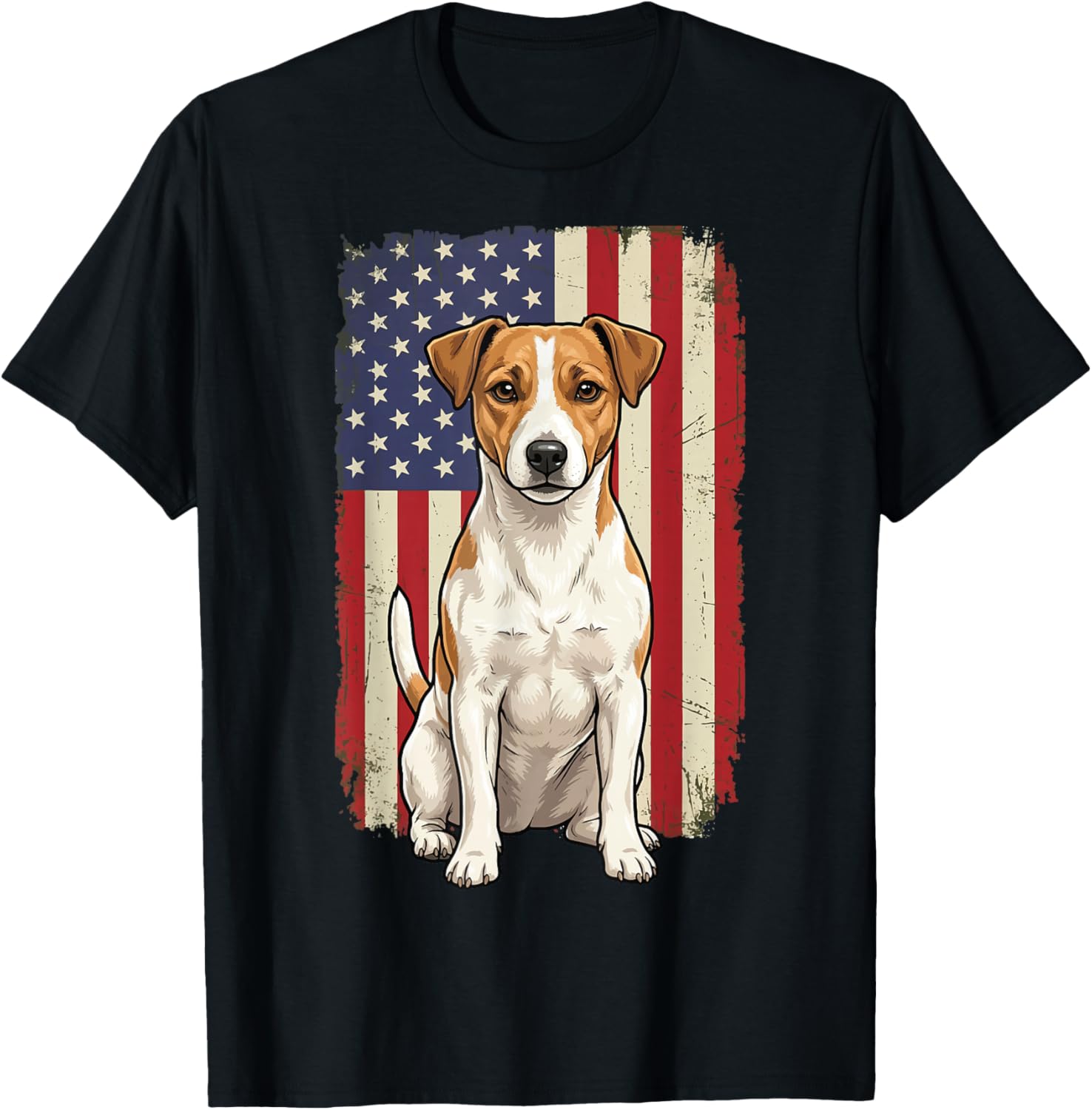 Jack Russell Terrier USA Flag T-Shirt - T-Shirt | Black