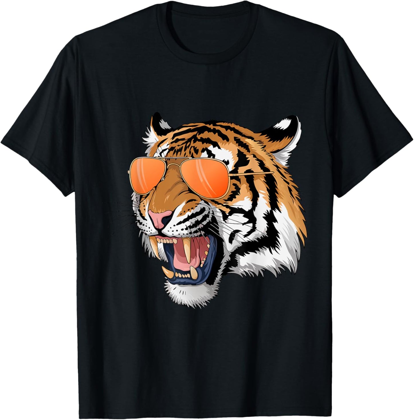 Cool Growling Bengal Tiger with Sunglasses T-Shirt - T-Shirt | Black