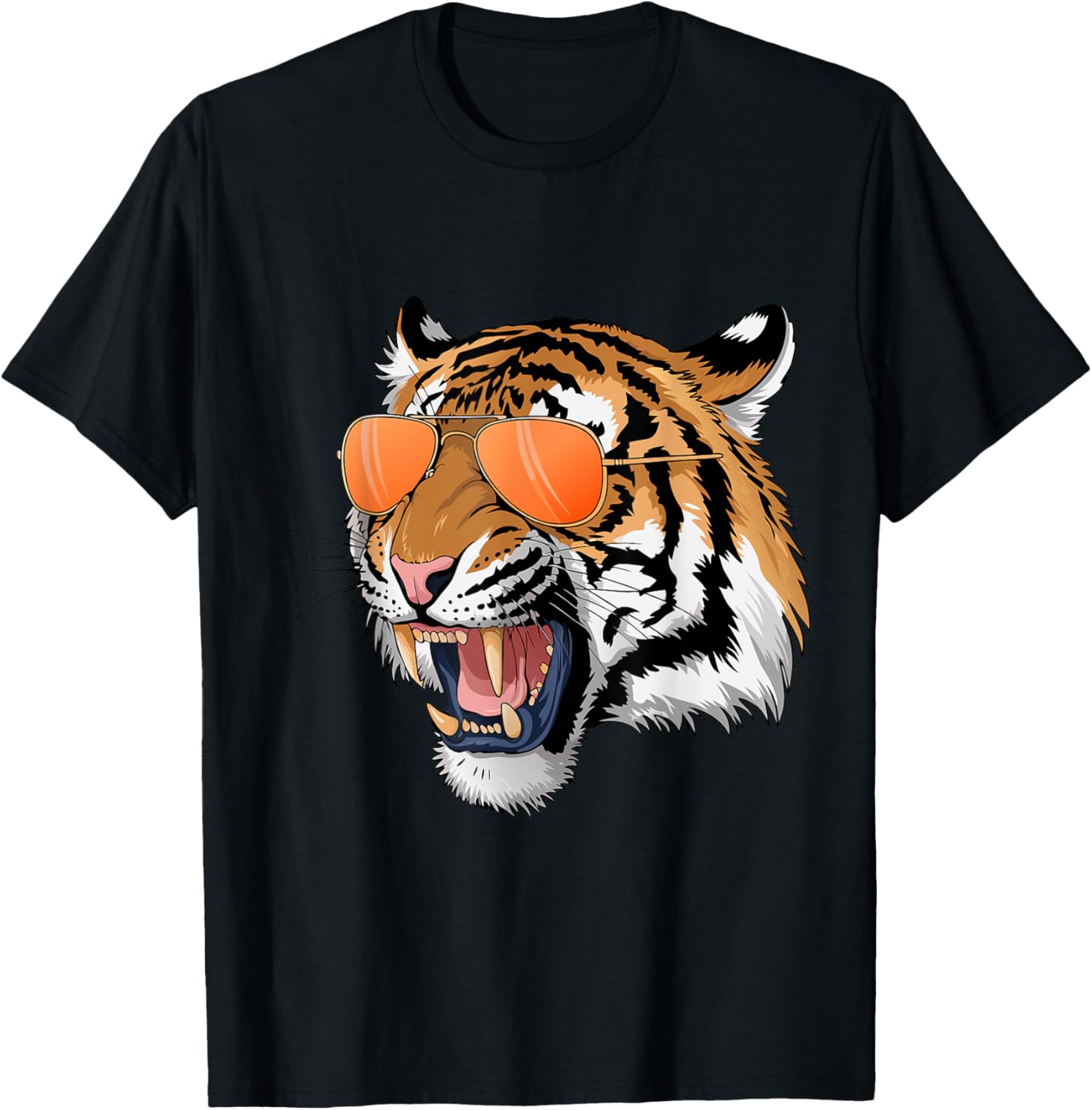 Cool Growling Bengal Tiger with Sunglasses T-Shirt - T-Shirt | Black