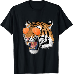 Cool Growling Bengal Tiger with Sunglasses T-Shirt - T-Shirt | Black