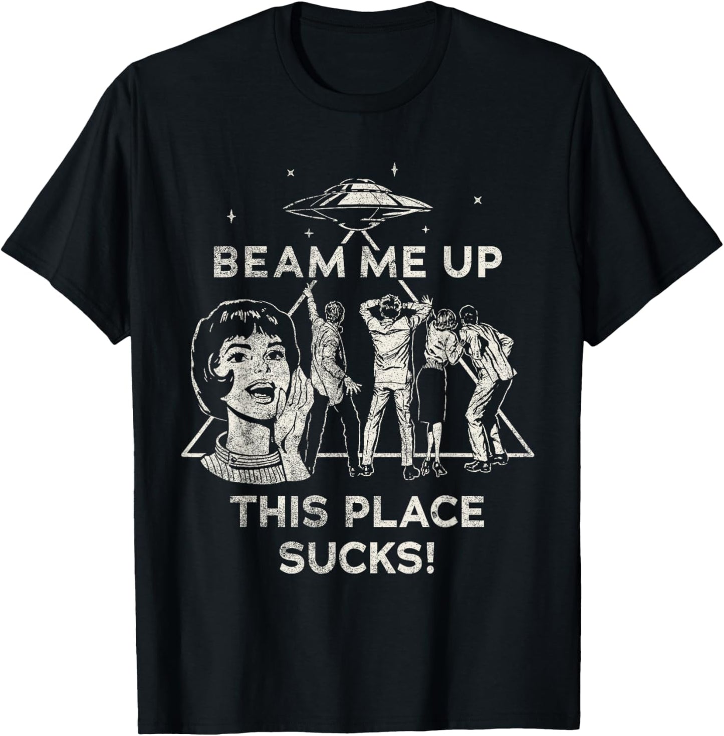 Stranger Things Beam Me Up T-Shirt - T-Shirt | Black