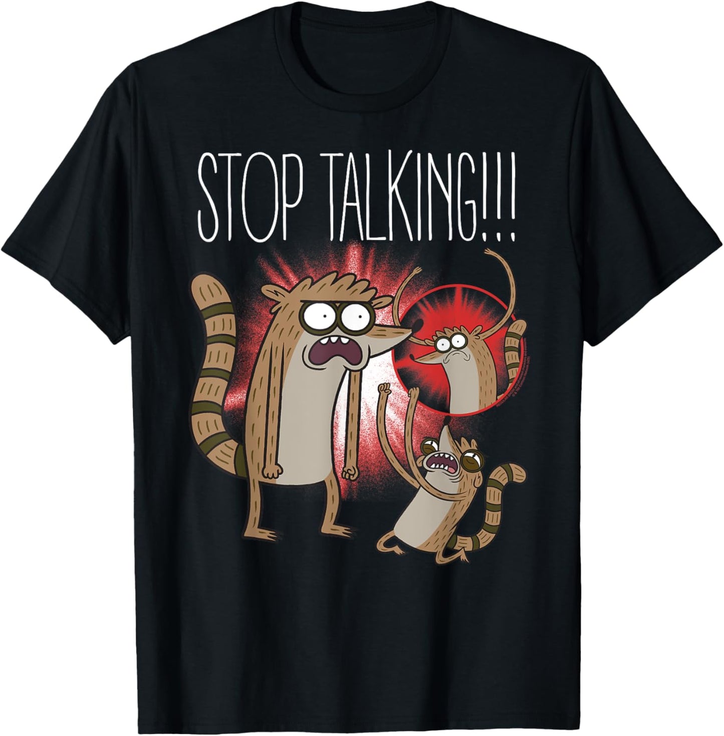 Regular Show Rigby Stop Talking! Funny Cartoon T-Shirt - T-Shirt | Black