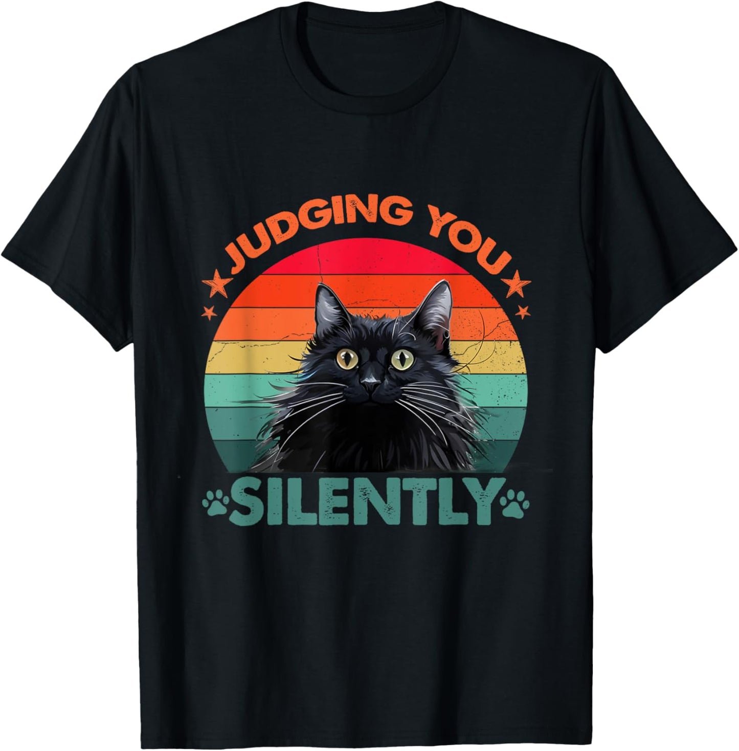 Vintage Funny Cat Judging You Silently Cat Women Kids T-Shirt - T-Shirt | Black