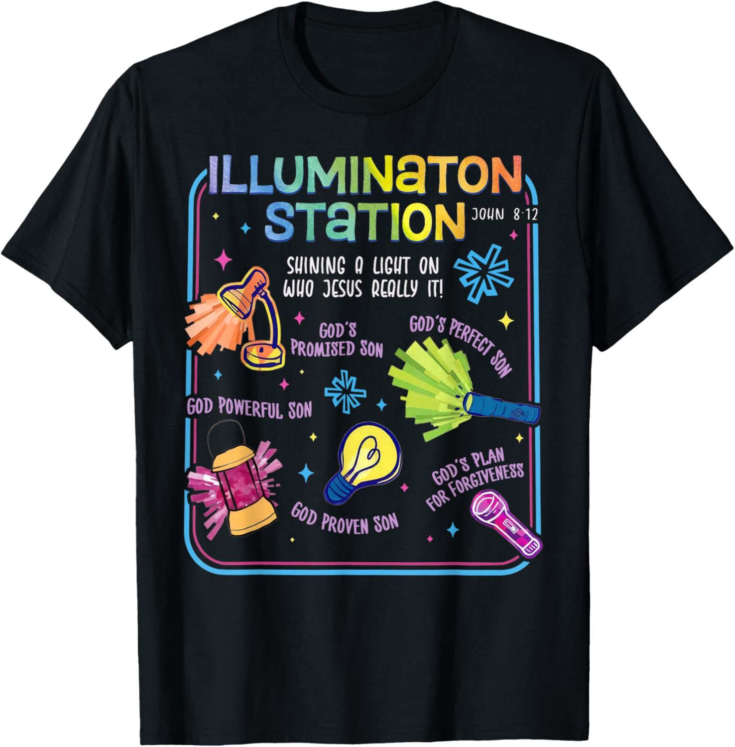 Illumination Station VBS 2026 Bible Jesus Christian Lights T-Shirt - T-Shirt | Black