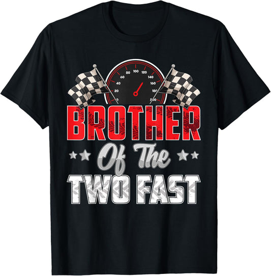 2 year old racing car two fast birthday 2nd Family Brother T-Shirt - T-Shirt | Black
