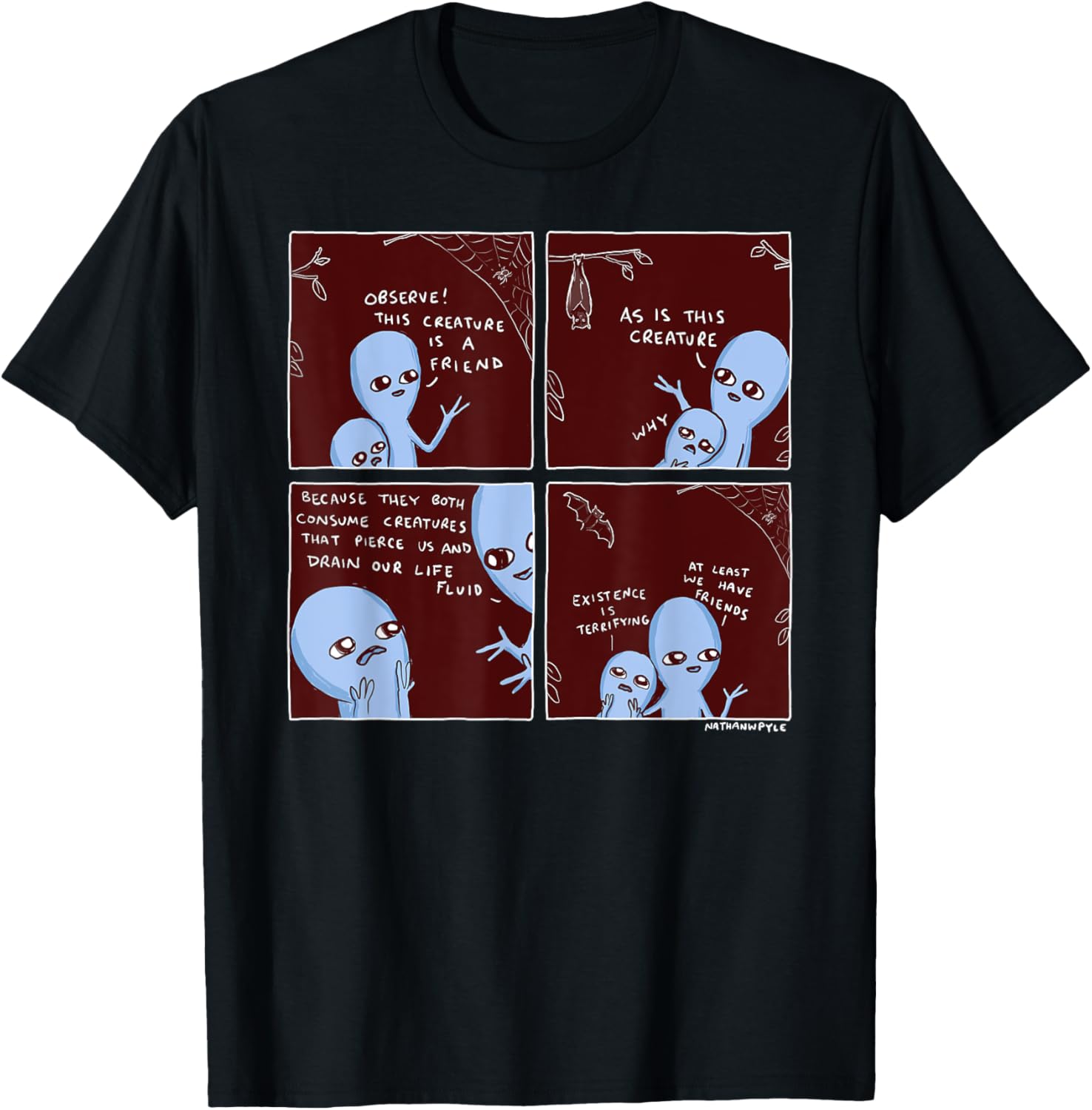 Threadless Nathan W. Pyle Strange Planet Existence Graphic T-Shirt - T-Shirt | Black