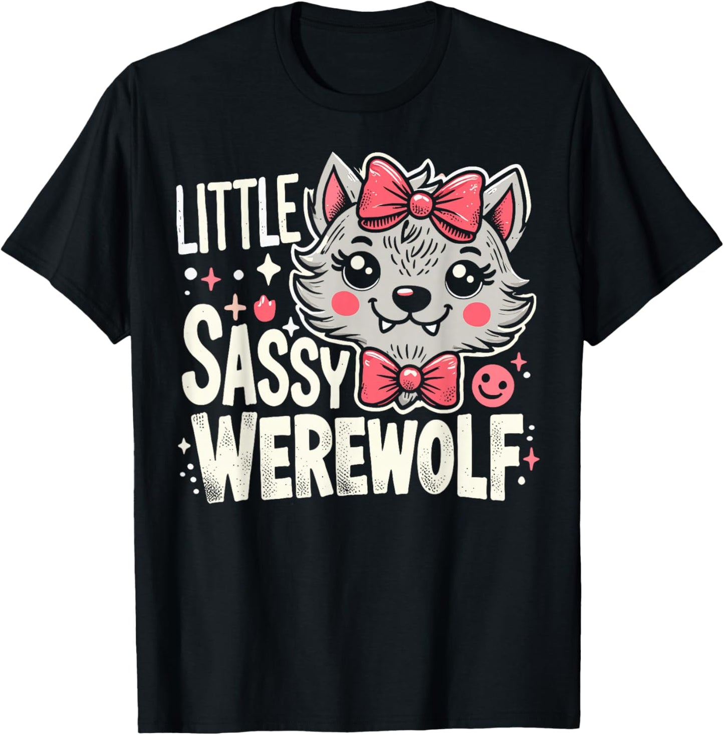 Kids Little Sassy Werewolf Halloween Costume For Girls Women T-Shirt - T-Shirt | Black